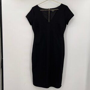 LULUS V-Neck Cap Sleeve Back Zip Black Lined Midi Dress XXL